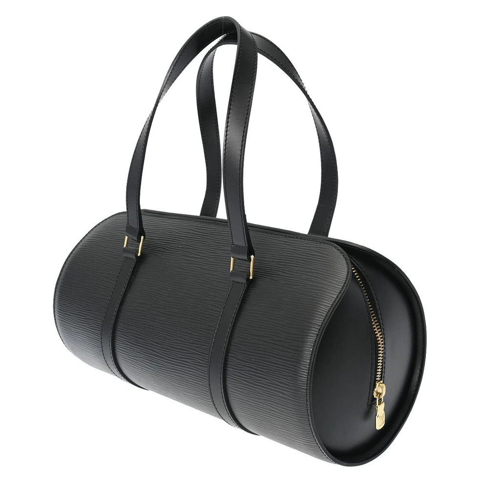 Louis Vuitton Noir Black Leather Epi Handbag Soufflot Black